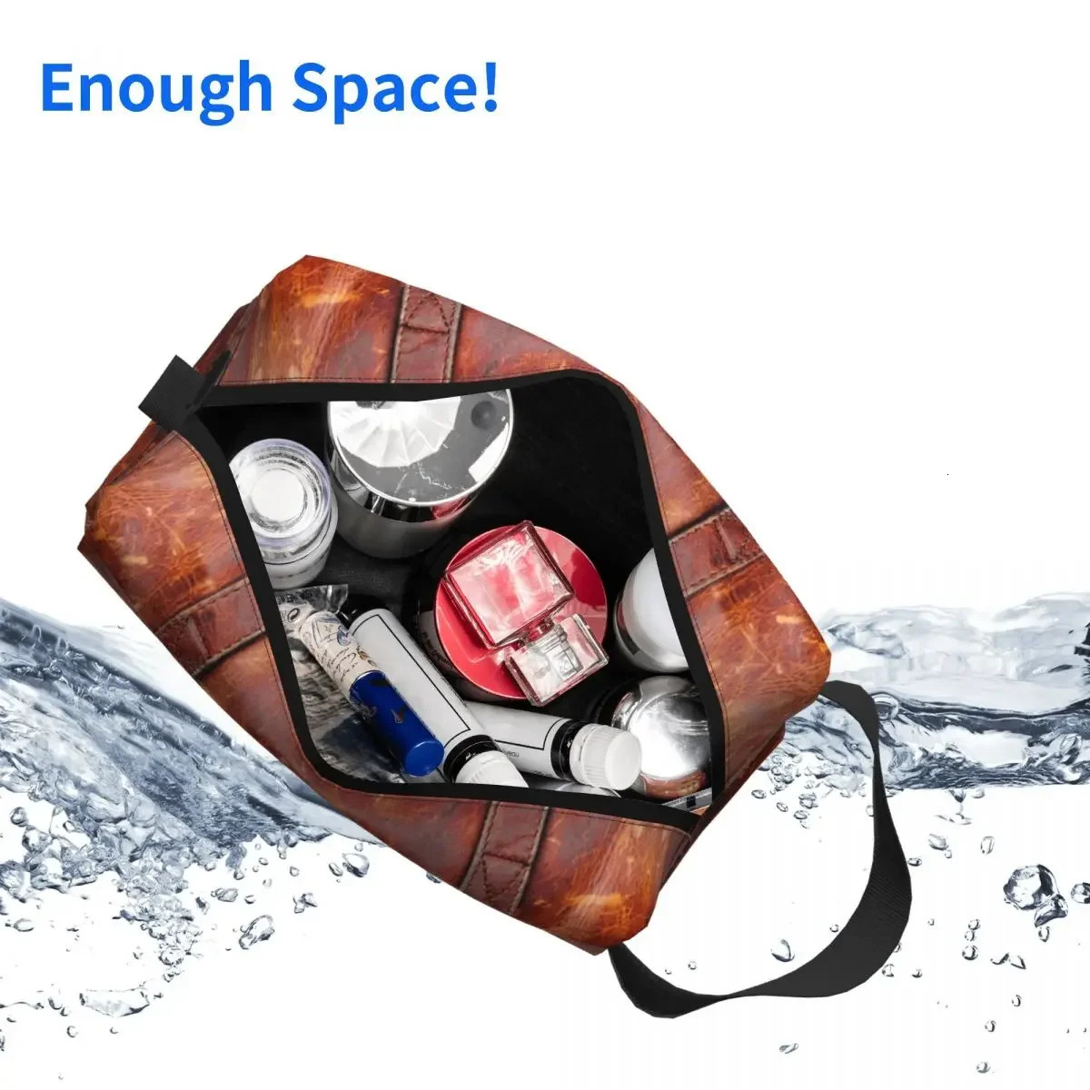 Abstract Leather Textures Cosmetic Bag Women Fashion Large Capacity 3D Medieval Pattern Makeup Case Beauty Storage Toiletry Bags 250701