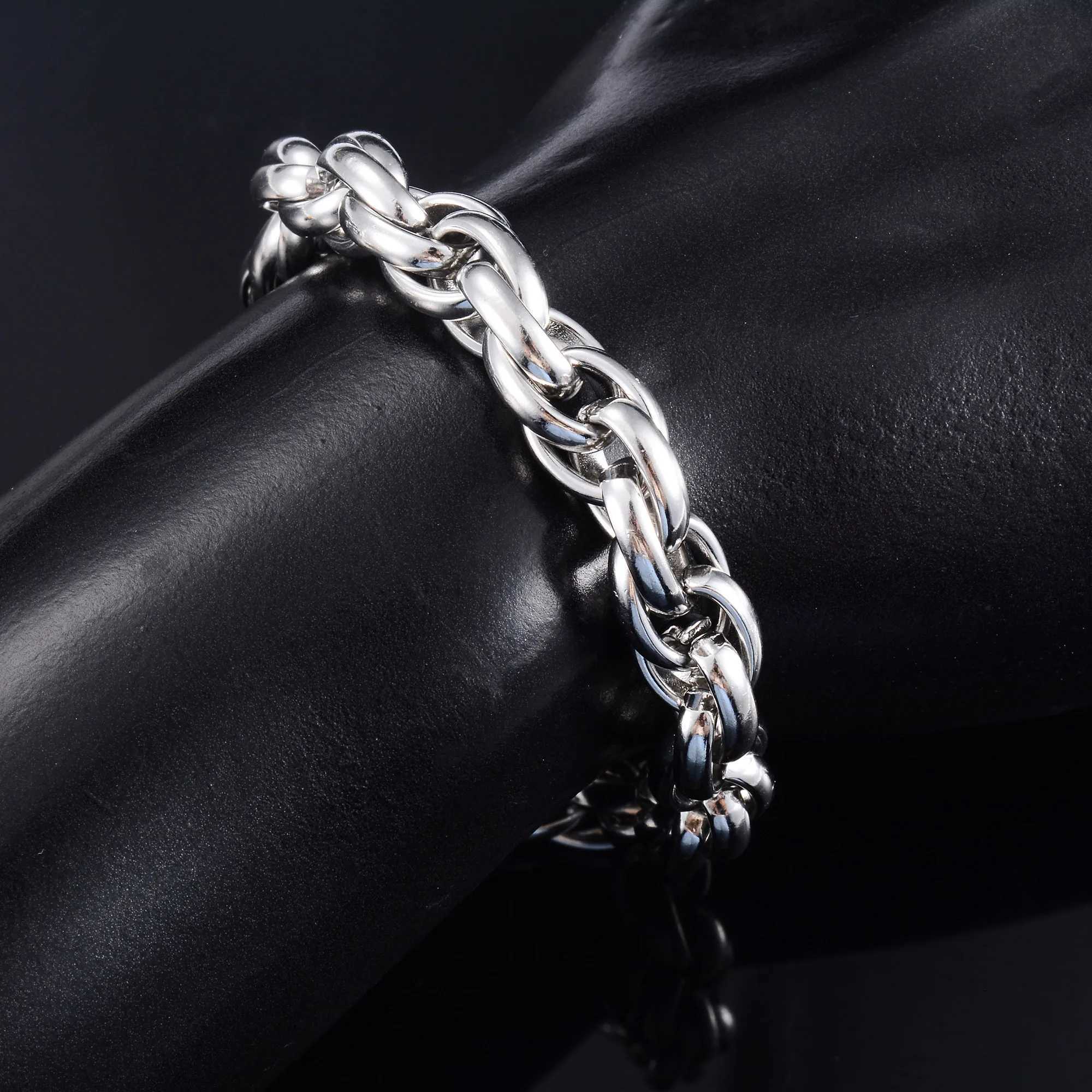 Punk Rope Chain Stainless Steel Chunky Bracelet for Women Men Basic Hand Foot Ankle Chain Bangle Wristband Anklets Metal Jewelry XJ250707
