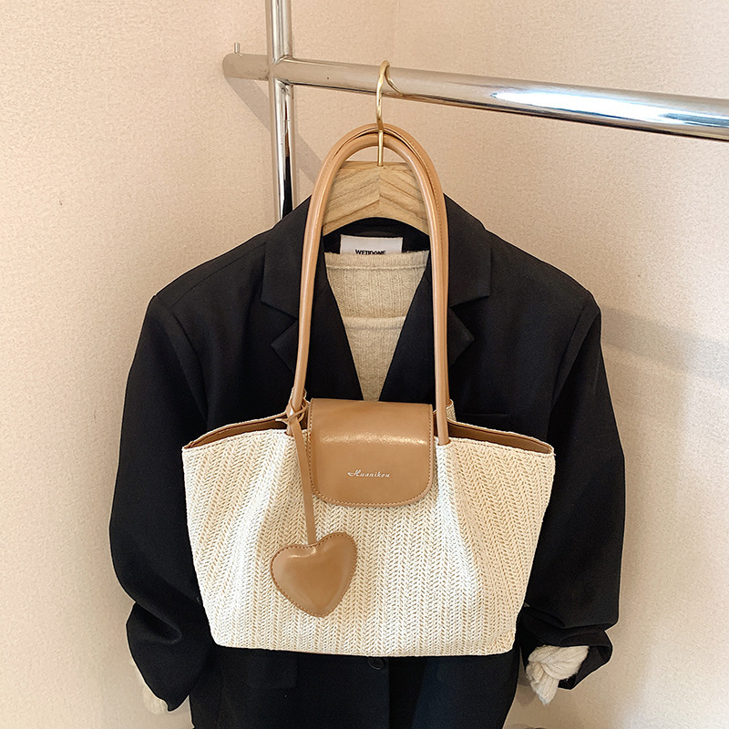 Free shipping designer 2025 New Commuter Large Capacity Straw Bag for Women Versatile Shoulder Bag Color-Block Handbag Woven Tote Bag