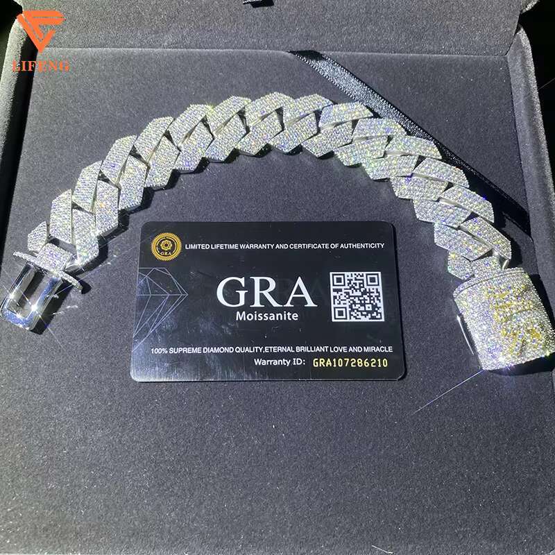 Lifeng Customizable 16mm VVS Moissanite Ice Necklace Silver Miami Cuban Chain with Diamond for Men Custom Jewelry