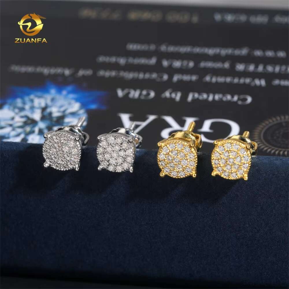 Iced Out Jewelry Diamond Stud 925 Silver Screw Back Men GRA Certificate VVS Moissanite Earrings