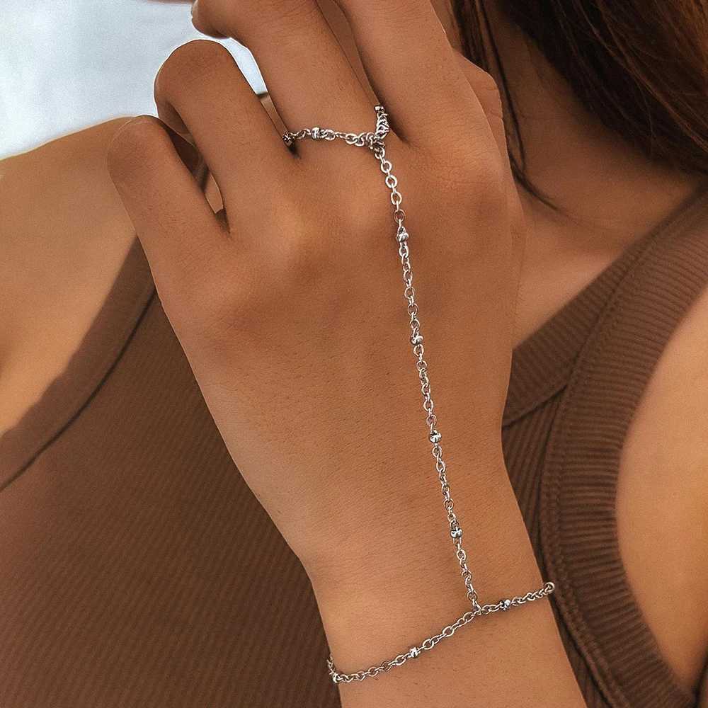 Stainless Steel Bracelets Personality Design Beaded Finger Chain Minimalist Bracelet for Women Jewelry Best Friend Gifts New XJ250707