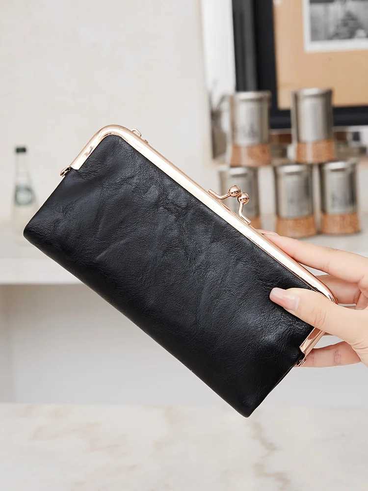 Solid Color Mti Functial Lg Wallet Vintage Cluh Coin Purse Wens Card Holder Zipper Wallet Y250707