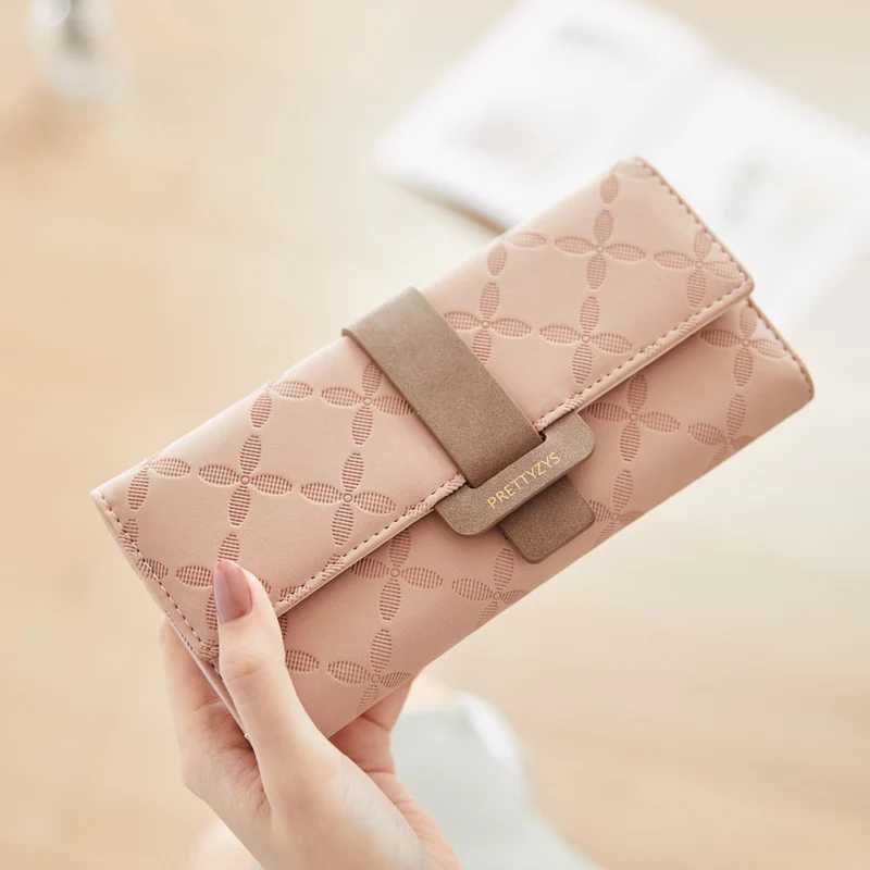 Fem Fi Lg Wallet Quality Embossed Leather Wen Folded Design Womens Bag Lady Coin Purse Holders For Girls Y250707