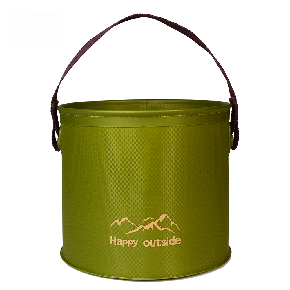 9-10L Foldable Camping Water Bucket - Collapsible Dish Tub & Multi-Use Pail, Portable Storage Container for Beach Picnics, Hiking, Outdoor Drinks (Oli
