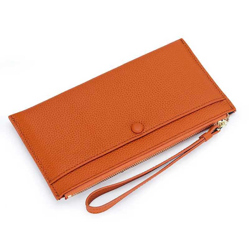 Genuine Leather Wen LG Wallet Fem Wallets Ladies Cluh Cow Leather Coin Purse Holder Wrist Phe Purse Y250707