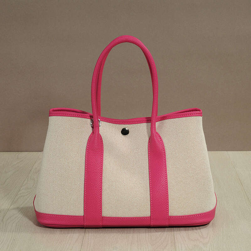 Leather Bag Bucket Bag New Shopping Garden Canvas Tote Large Capacity Handheld Grocery Basket Genuine Leather Women S Bag Commuter Tote Bag