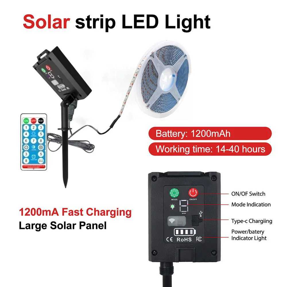 5V Solar LED Strip Light Remote Control 2835 60 LEDs Flexible Tape Lights Waterproof Warm White 0.5m 1m 2m 5m Garden Decoration W250701