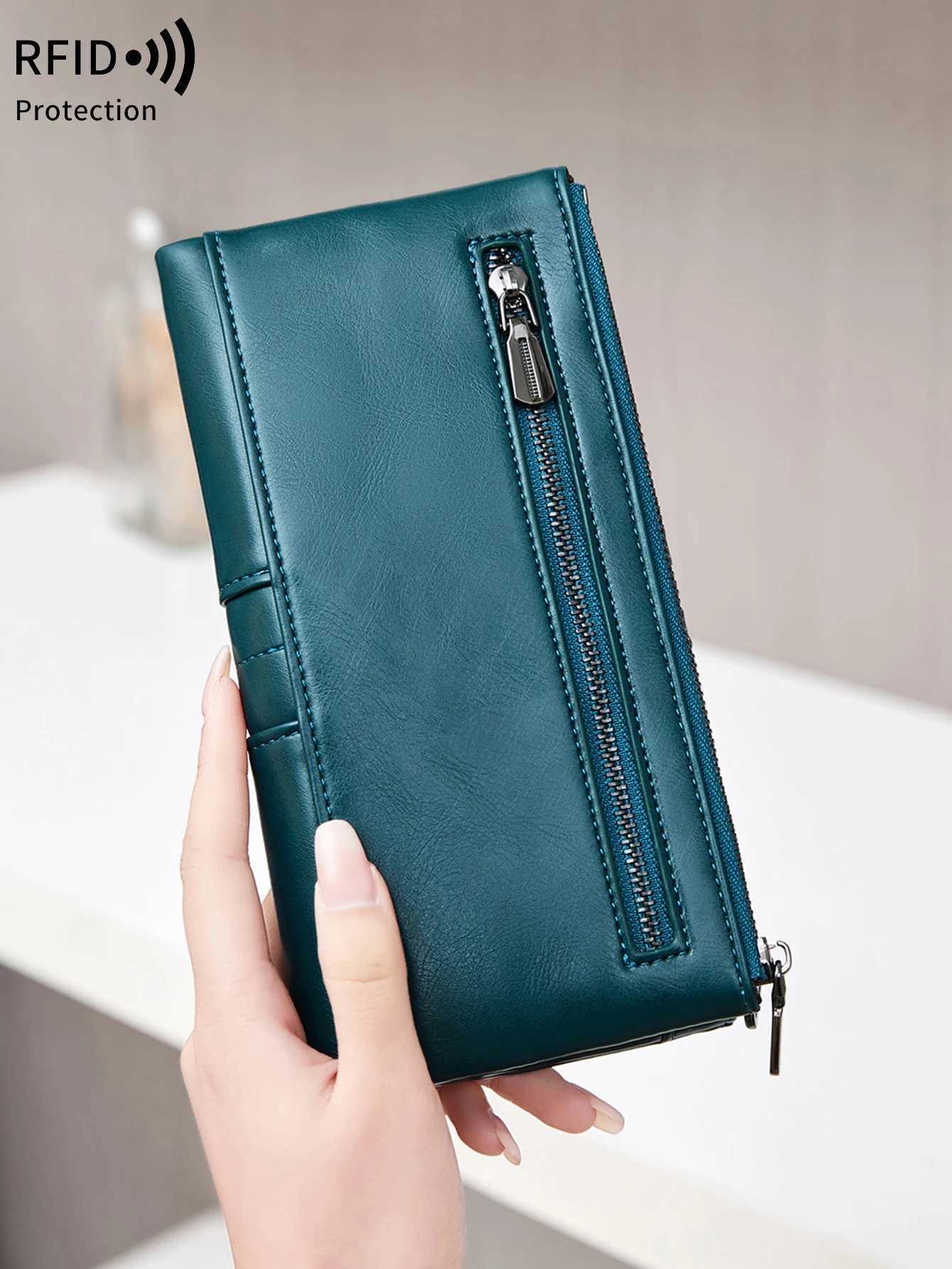 Hot Selling RFID Womens LG Wallet PU Leather Handbag with Multiple Card Slots Coin Zipper Wallet Womens Mobile Wallet Y250707