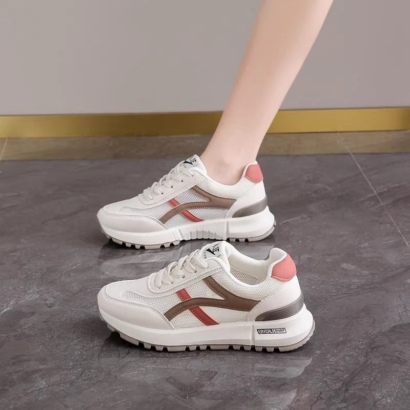 Women Casual Golf Shoes Non-slip Outdoor Walking Sneakers New Style Round Head Lace-Up Sports Casual Shoes Vintage White Shoes Lightweight Slip on Zap
