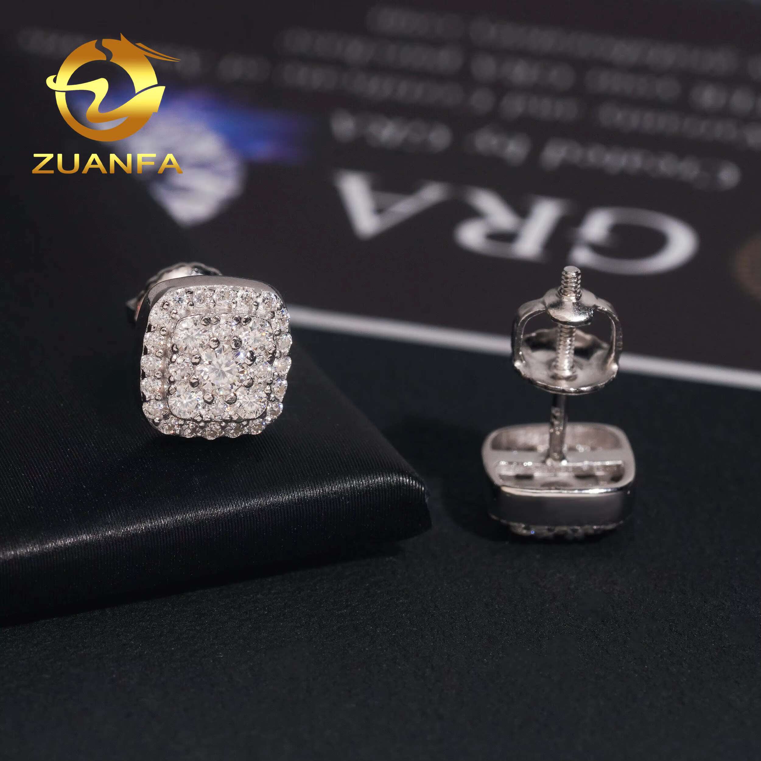 Wholesale Price Fashion Style 8mm Unisex Ear Stud 925 Silver Hip Hop Iced Out Jewelry VVS Moissanite Diamond Stud Earring