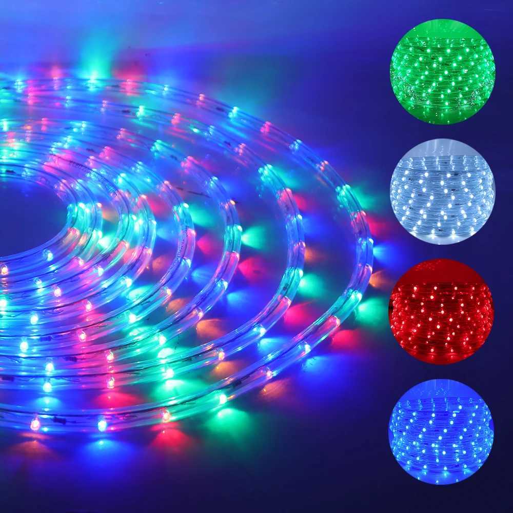 360 Neon LED Rope Light 220V 110V LED Strip String Fairy Lights 8 Modes Waterproof Rainbow Neon Strip for Home Garden Decoration W250701