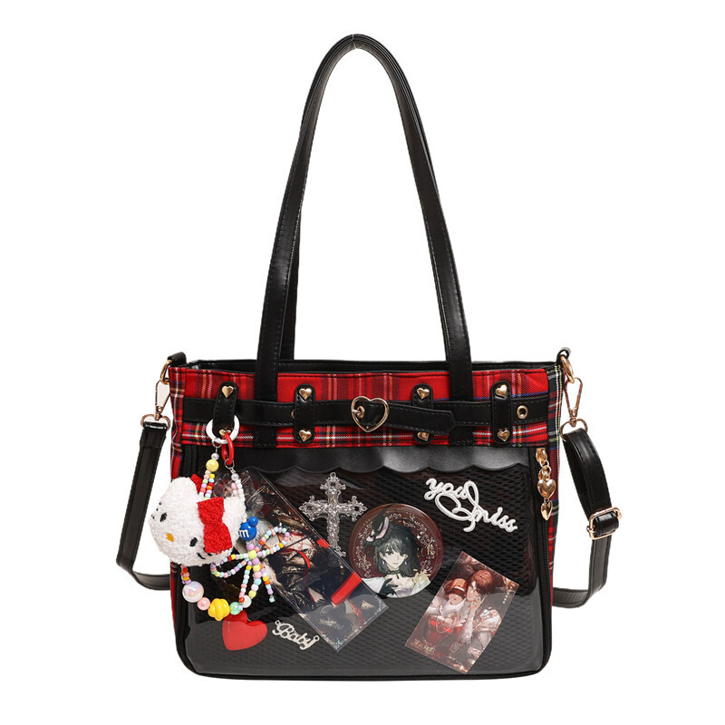 Free shipping designer Japanese Style Transparent Badge Pain Bag JK Uniform Bag Women Anime Exhibition Single Shoulder Bag Crossbody Bag Commuter Bag 