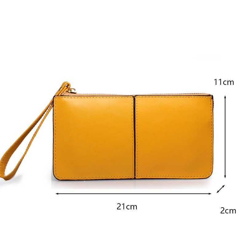 100% Genuine Leather PU Leather Clutch Wallet Women Large Capacity Phe Purse Ladies Wristband Simple Card Holder Pouch Bag Y250707