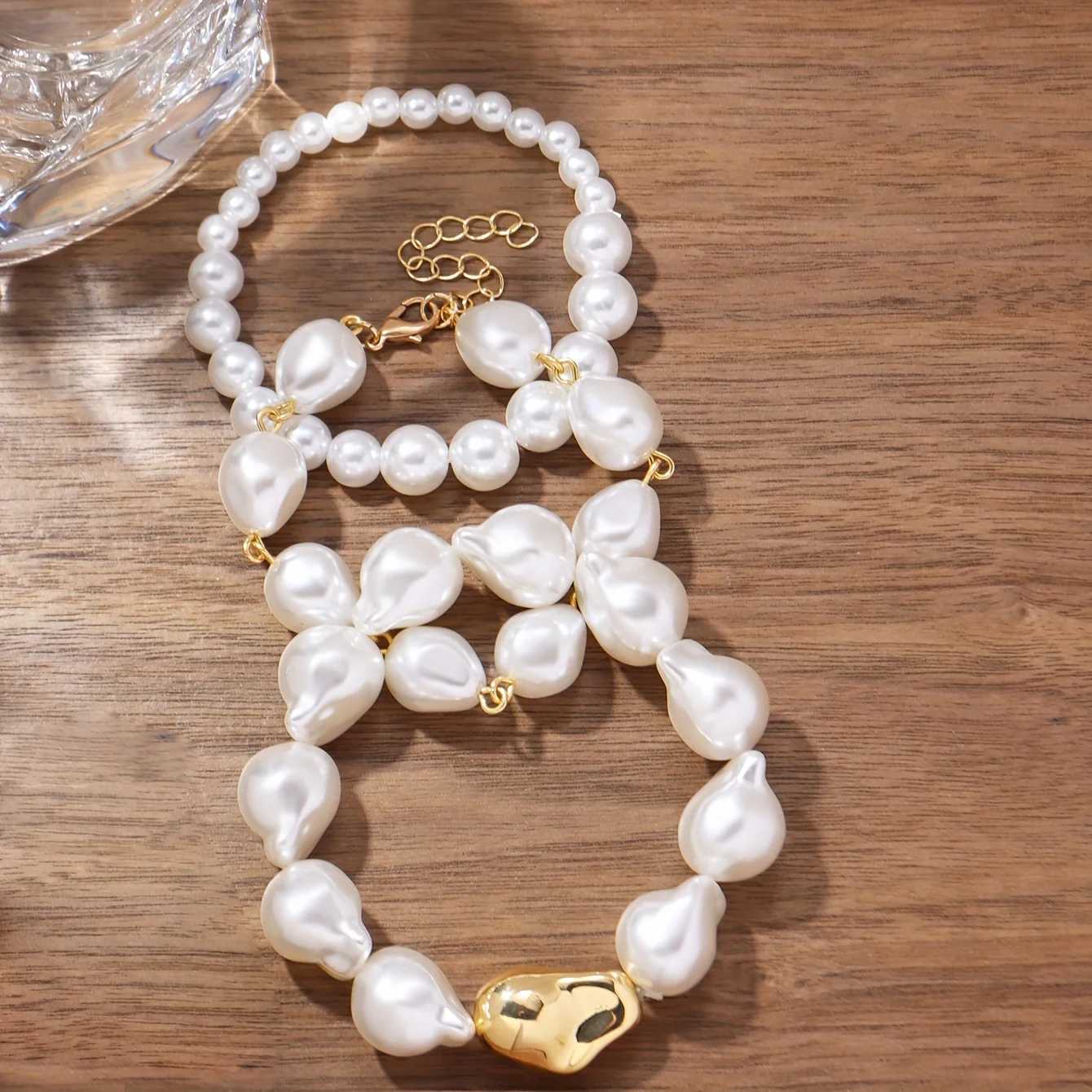 Exquisite luxury imitation pearl bead womens bracelet set banquet jewelry XJ250707