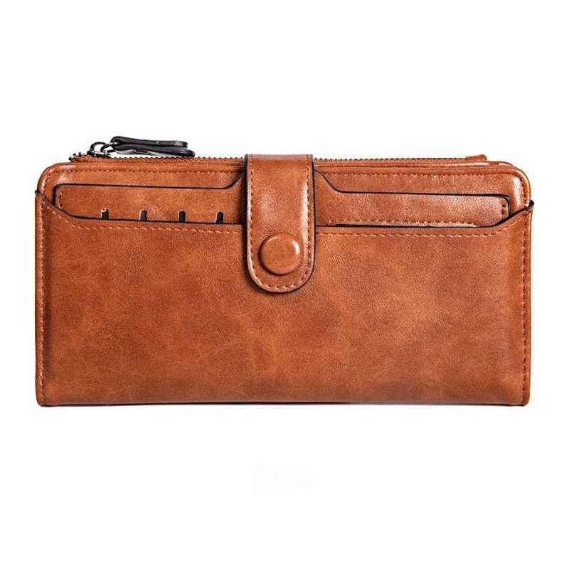 RFID Mti-Functi Vintage Wen LG Wallet Holder Large Capacity Clutch Bag Zipper Fold Lady Purse Gift Y250707