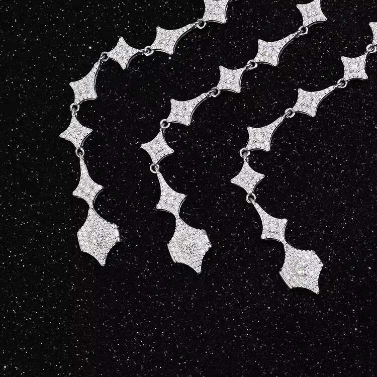 Fashion Bling Star Bracelet 925 Sterling Silver Ice Out Moissanite Diamond Star Bracelet for Women