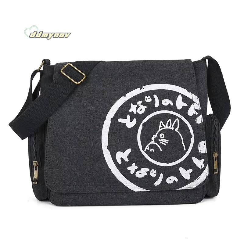 Vintage Cartoon Canvas Messenger Large Capacity Tote Bag Women Shoulder Handbag ddmynov