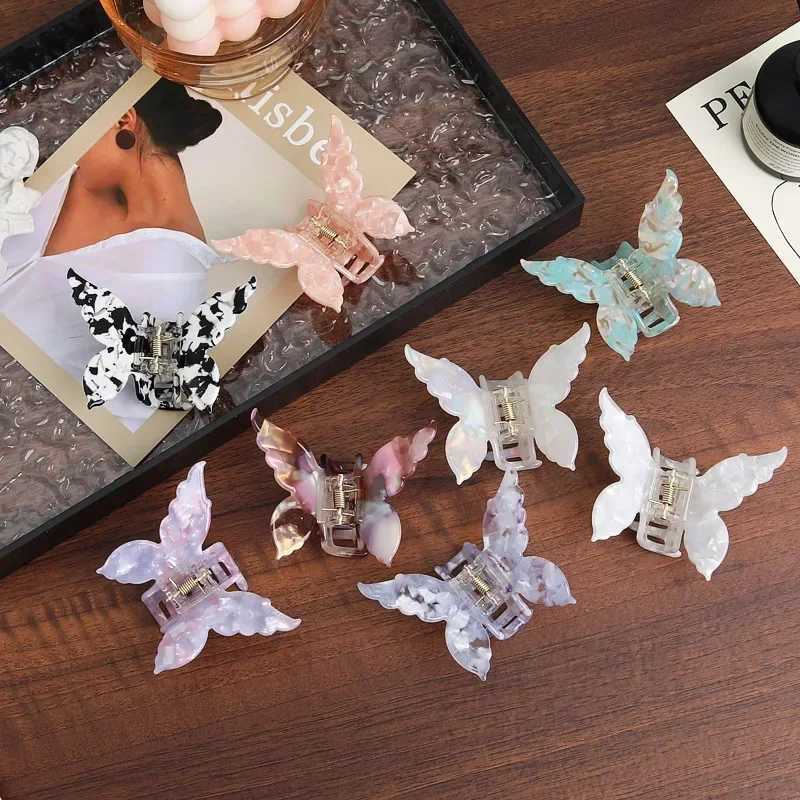 Acetate Retro Butterfly Hair Claw Sweet Cute Fairy Colorful Women Hair Clip Crab Headband Hair Styling Accessories Y250707