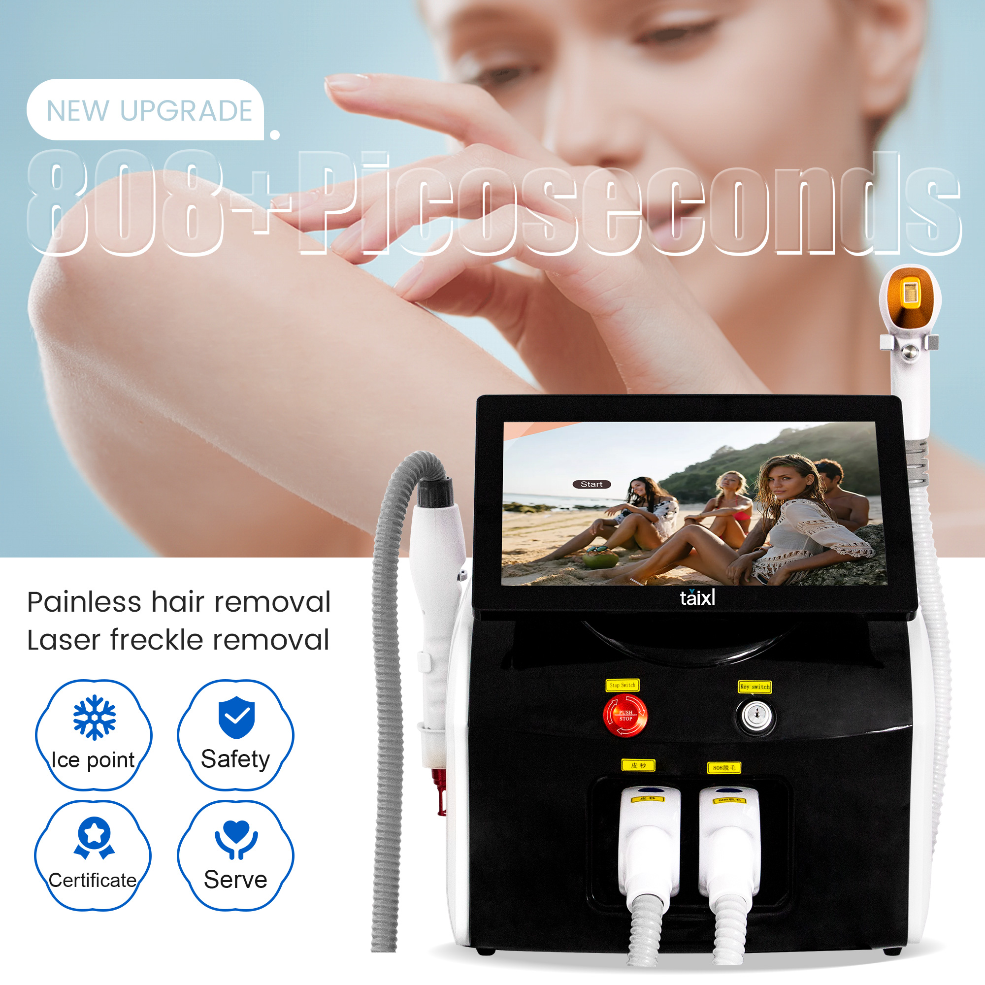 2025 New 808nm Diode Laser 2 in 1 Picosecond Laser Tattoo Removal And Hair Removal Switched Machine pico second laser epilator for women