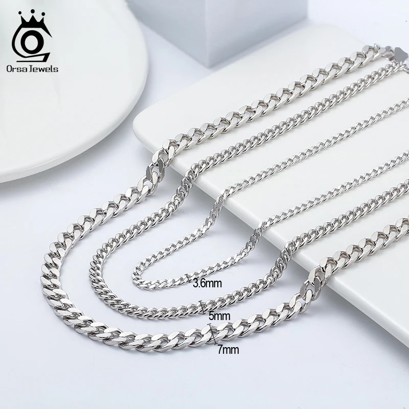 ORSA JEWELS 100% 925 Sterling Silver Link Chain Necklaces Minimalism Snake/Paperclip/Box/Figaro/Chopin/Cuban Chains 40-60cm 250702