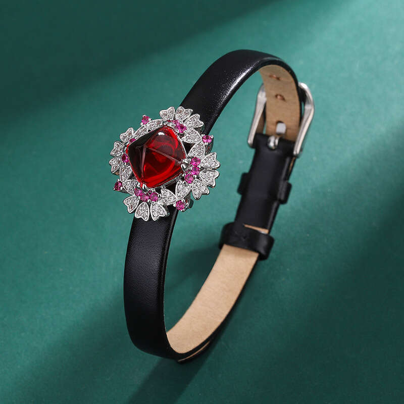 Huayoumei Sugar Tower Blue Wrist Red Bracelet Light Colorful Zircon Ring For Women 93F