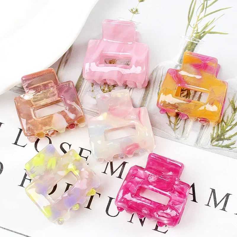 Acetate Mini Square Hollow Hairpin Crab Claw Clip Womens Hair Clips Girls Barrettes Bath Bundle Hair Accessories Y250707
