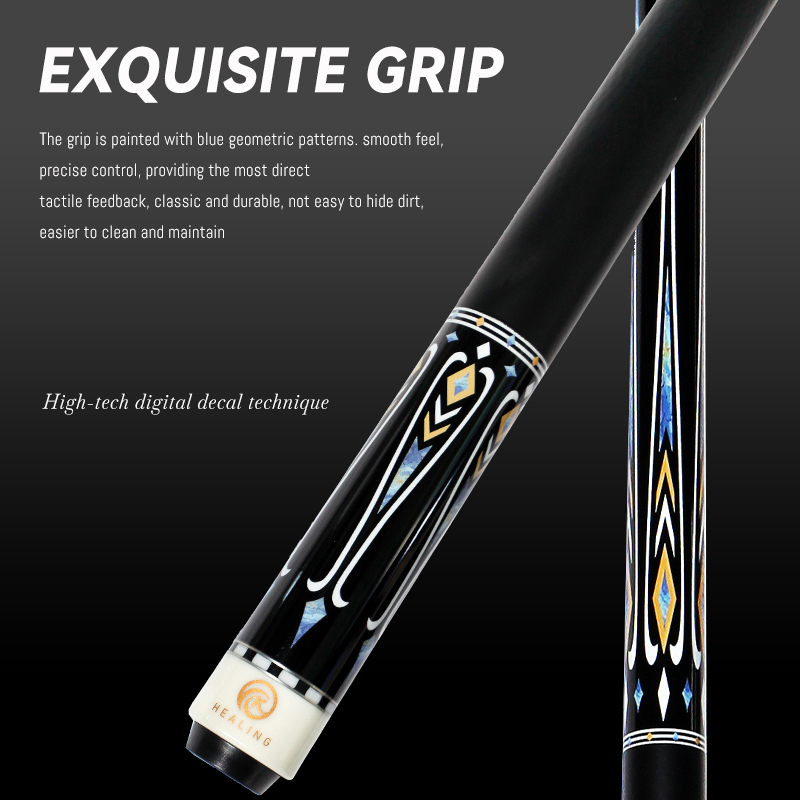 OKHEALING 1/2 Split Pool Cue Billiard Stick Carbon Fiber Billiard Cue 12.4mm Black Pigskin Tip Radial Pin or 8 Teeth Joint 1474mm/58inch Weight Adjust