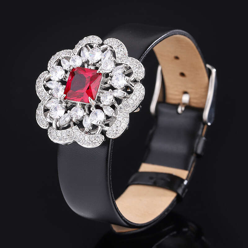 Emerald Bracelet Set With Red Corundum, Stacked Dias, Petal Wrist Chain, And Paraiba Necklace 7B5