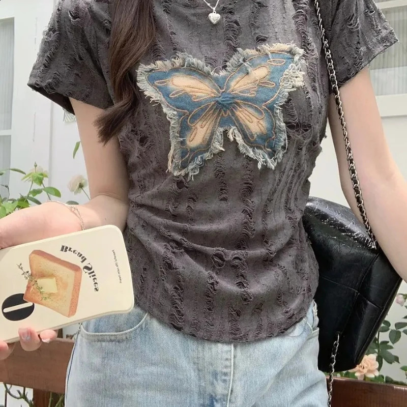 Short Sleeve Woman Tops Graphic T Shirt for Women Yk2 Korean Y2k Clothes Clothing Female Harajuku Fashion Japanese Vintage Emo 250707