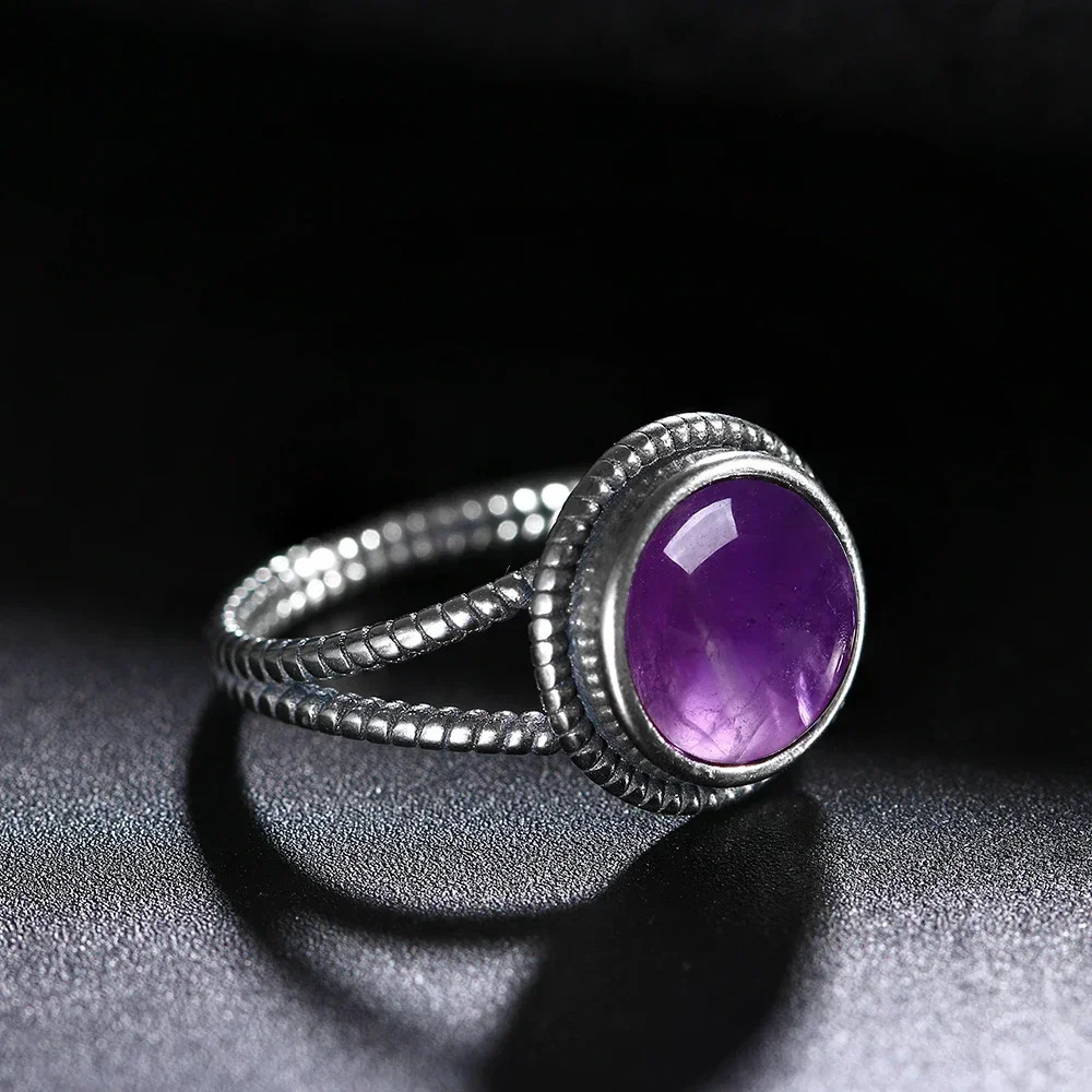 Arrival Vintage Natural Amethyst Rings For Women S925 Silver Jewelry With Stones Anniversary Gift 250624