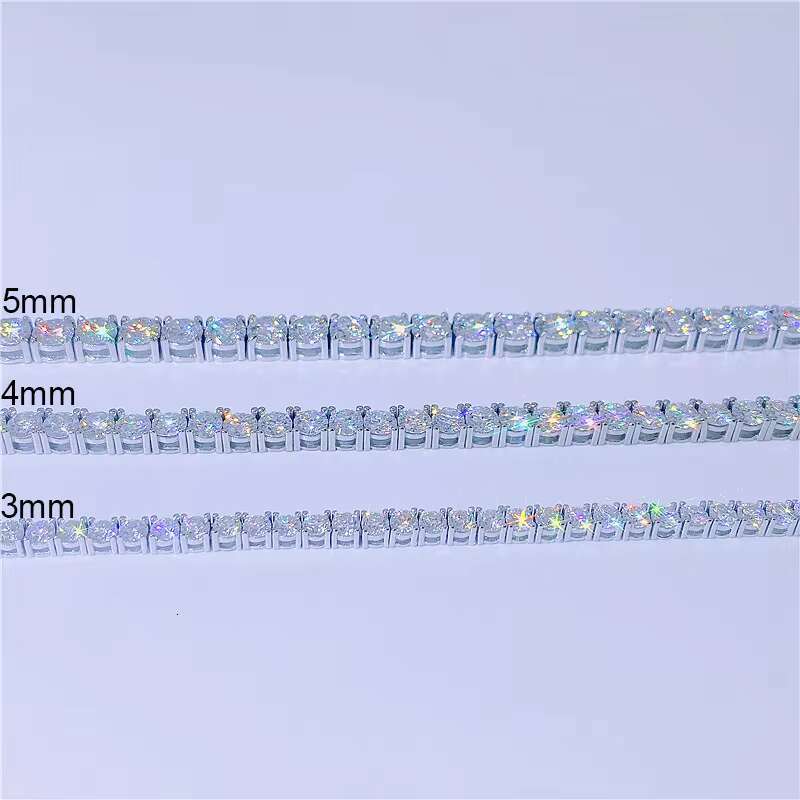 Custom 3mm 100% Pass Diamond Tester Vvs Moissanite Tennis Chain Bracelet Necklace