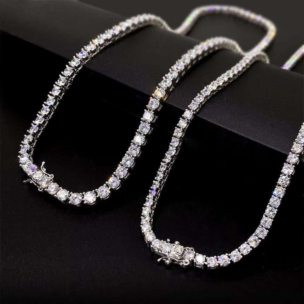 Custom 3mm 100% Pass Diamond Tester Vvs Moissanite Tennis Chain Bracelet Necklace