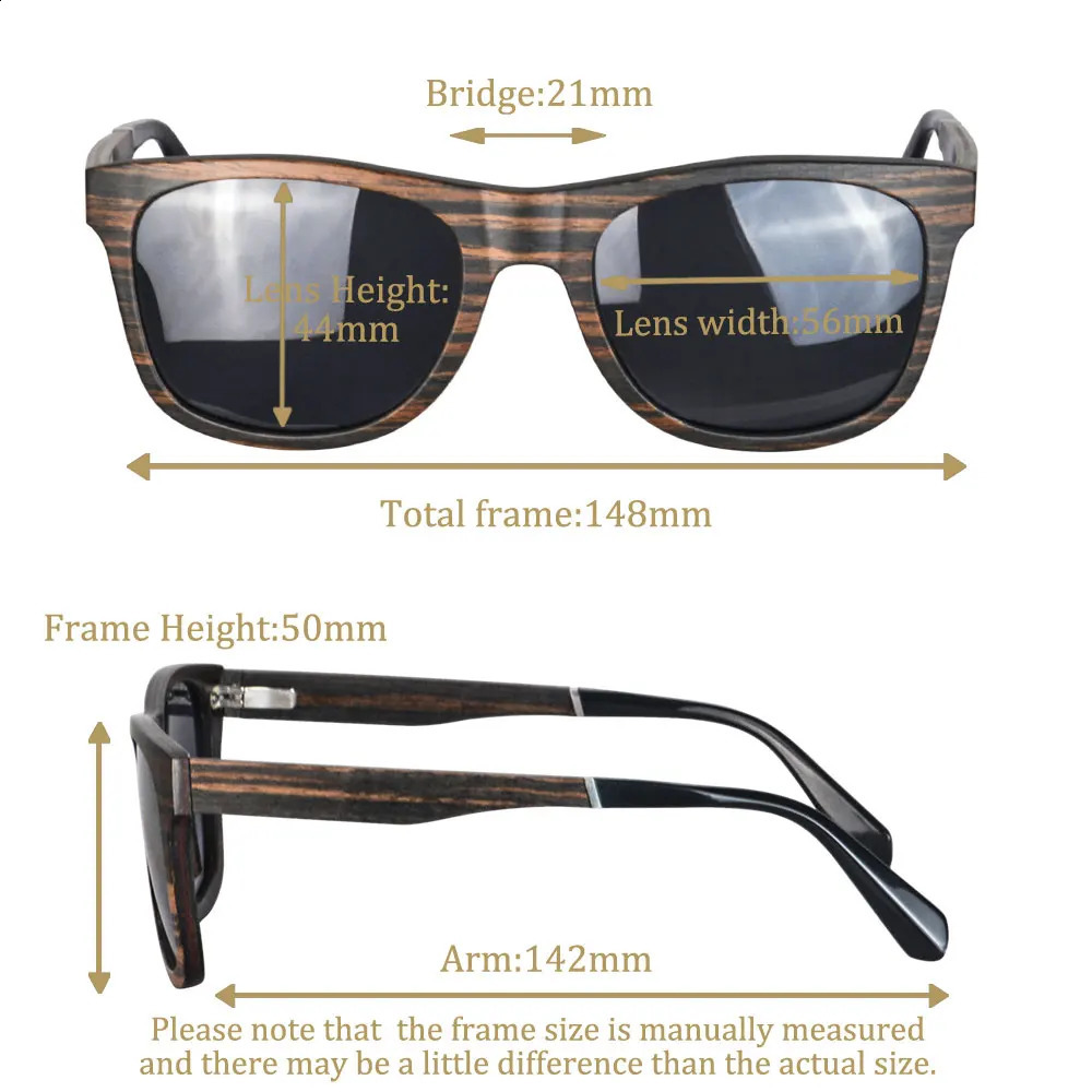SHINU Bike Sunglasses for Men Polarized Women Wood Square Ebony Glasses Frame Men 250707