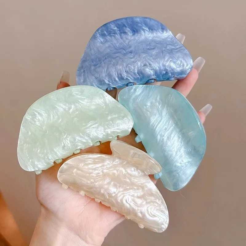 Korean Acrylic Hair Clip for Women Marble Texture Hair Claws Clips Trendy Girl Hairpin Korean Hair Accessories Y250707