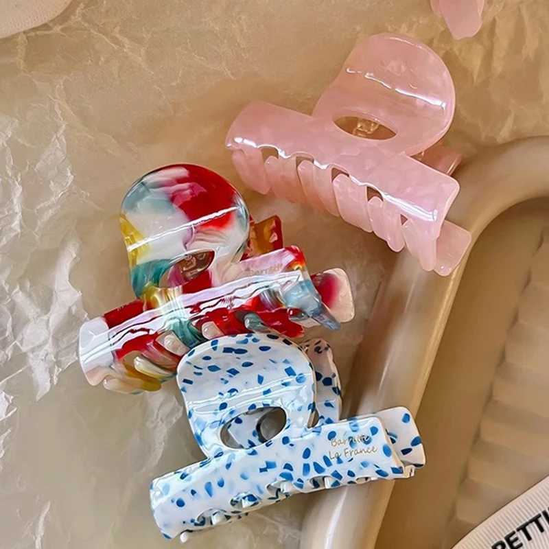 Vintage Acetate Print Small Hair Claw For Women Girl Sweet Hair Ornament High Grade Hair Accessories Claw Clip Hair Clip Hairpin Y250707