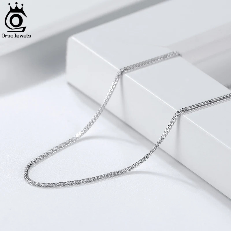 ORSA JEWELS Genuine 925 Sterling Silver Chopin Chain Necklace Minimalism Style 925 Chopin Chain 40-60cm SC53 250702