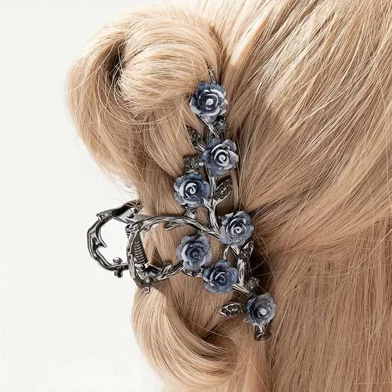 1pcs Fashion Thorn Rose Decoration Hair Claw Clip Gothic Punk Metal Headpiece Suitable for Womens Daily Use Z250707