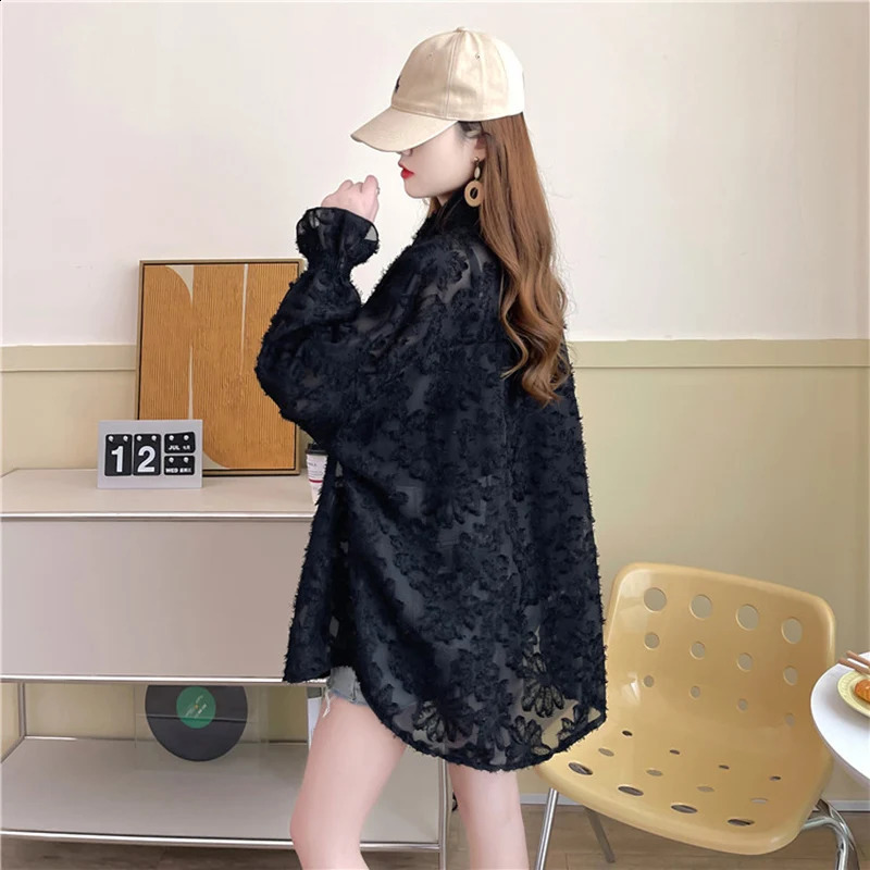 Vintage Sunscreen Women Summer Thin Coat Loose Cardigan Shirt Sun-Protective Clothing Long Sleeve Windbreaker Top Female Y2k 250703