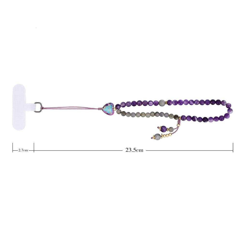 New Natural Stone Popular Cut Seven-Color Beads Purple Amethyst Cured Crystal Simple Phone Pendant Delivery