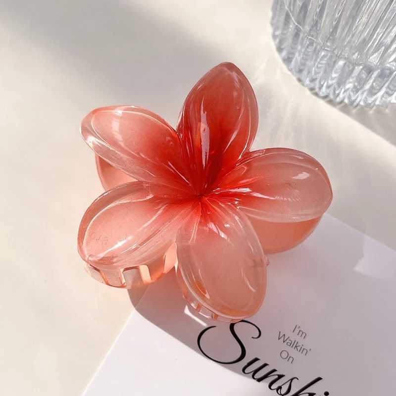 Boho Gradient Large Flower Acrylic Hair Clip for Women Sweet Hair Claws Crab Clamp Barrettes Hawaiian Hair Accessories Y250707