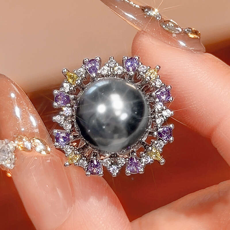 New Jewelry Set Imitation Natural Pearl Necklace Ring Unique Charm Women's Fashion High-End Versatile Caf