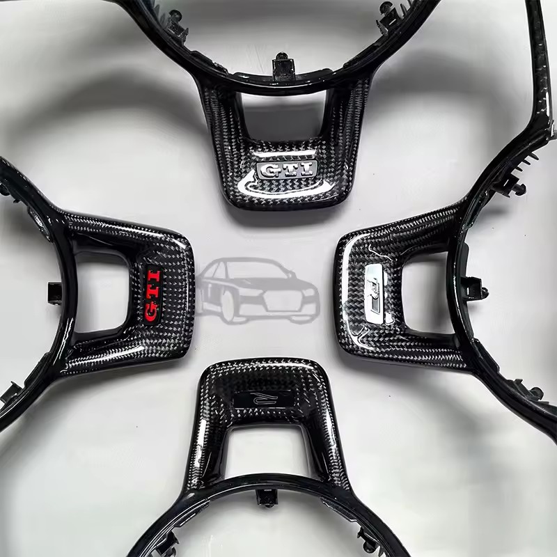 VW Golf 7 Mk7 GTI New/Red/GTI Carbon Fibre Steering Wheel Accessory Set