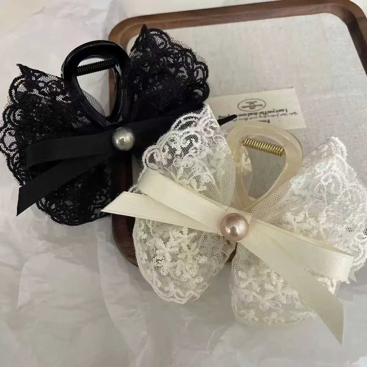 1pc French Super Fairy Lace Bow Hairpin Princess Hair Grab Half Tie Hairpin Hair Shark Clip on the Back of the Head Z250707