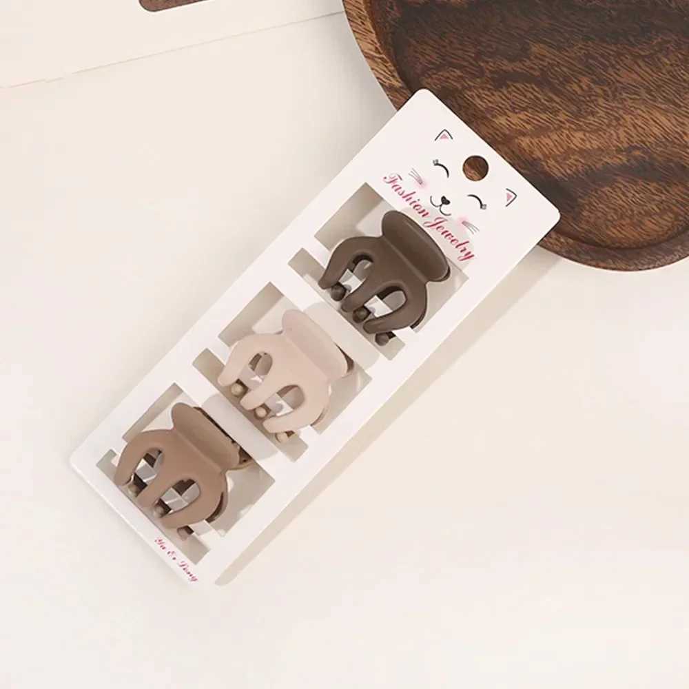 3pcs/set Coffee Color Small Hair Claw Frosted Geometric Simple Hairpin Hair Clip Barrettes for Women and Girls Hair Accessories Headwear Y250707