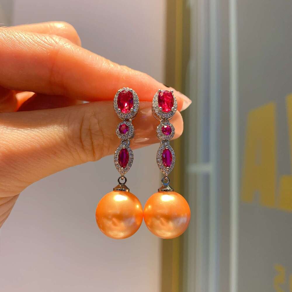 White Shell Fairy Temperament Elegant Personality Exaggerated Green Jewelry Ins Trend Live Style Pearl Drop Earrings 732