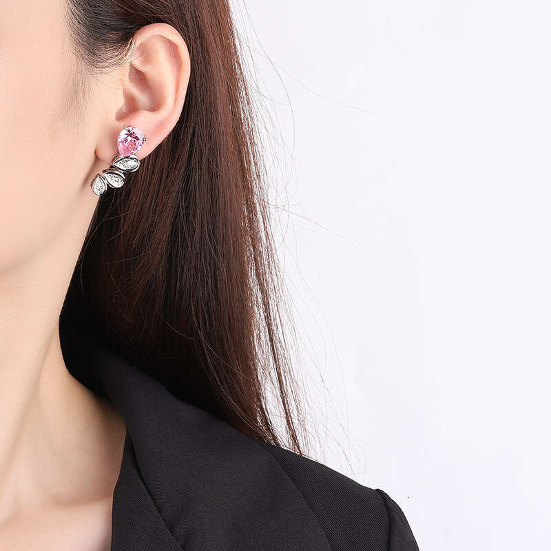 Royal Blue Row Dia Water Drop Symmetrical S Sier Needle Stud High-End Design Socialite 2023 New Earrings 379