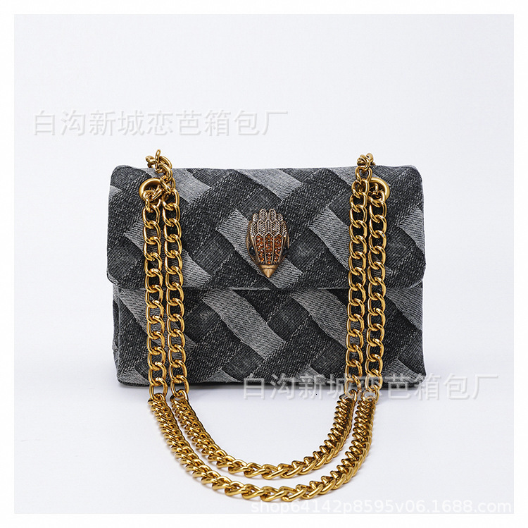 Designer 2025 Denim Woven Small Square Eagle Head High-End Shoulder Chain Luxury Women's Bag