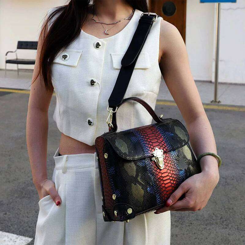 Designer bag 99 VM FASHION KISS 3D Python Pattern Women's Microfiber Shoulder Designer Top Handbag Lock Crossbody Bag