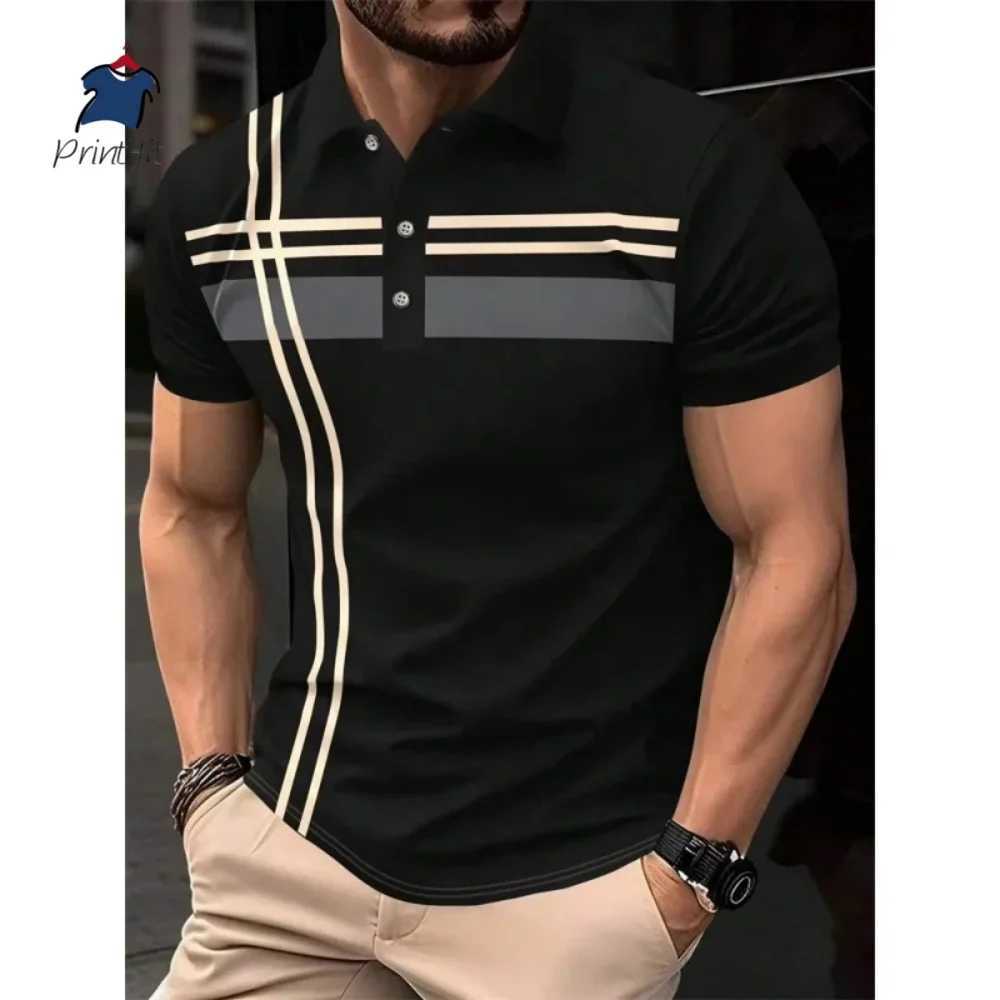 2025 Mens T-shirt Classic Short Sleeve Polo Shirt Summer Top Casual T-shirt Button Lapel Super Large S-3XL Casual Polo Shirt Y250707 Y250707